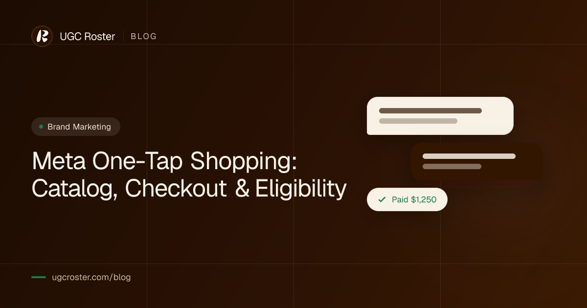 Meta One-Tap Shopping: Catalog, Checkout & Eligibility