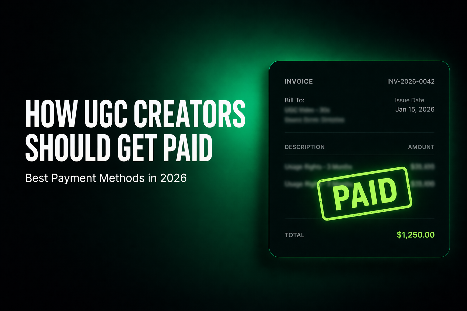 Best payment methods for UGC creators 2026