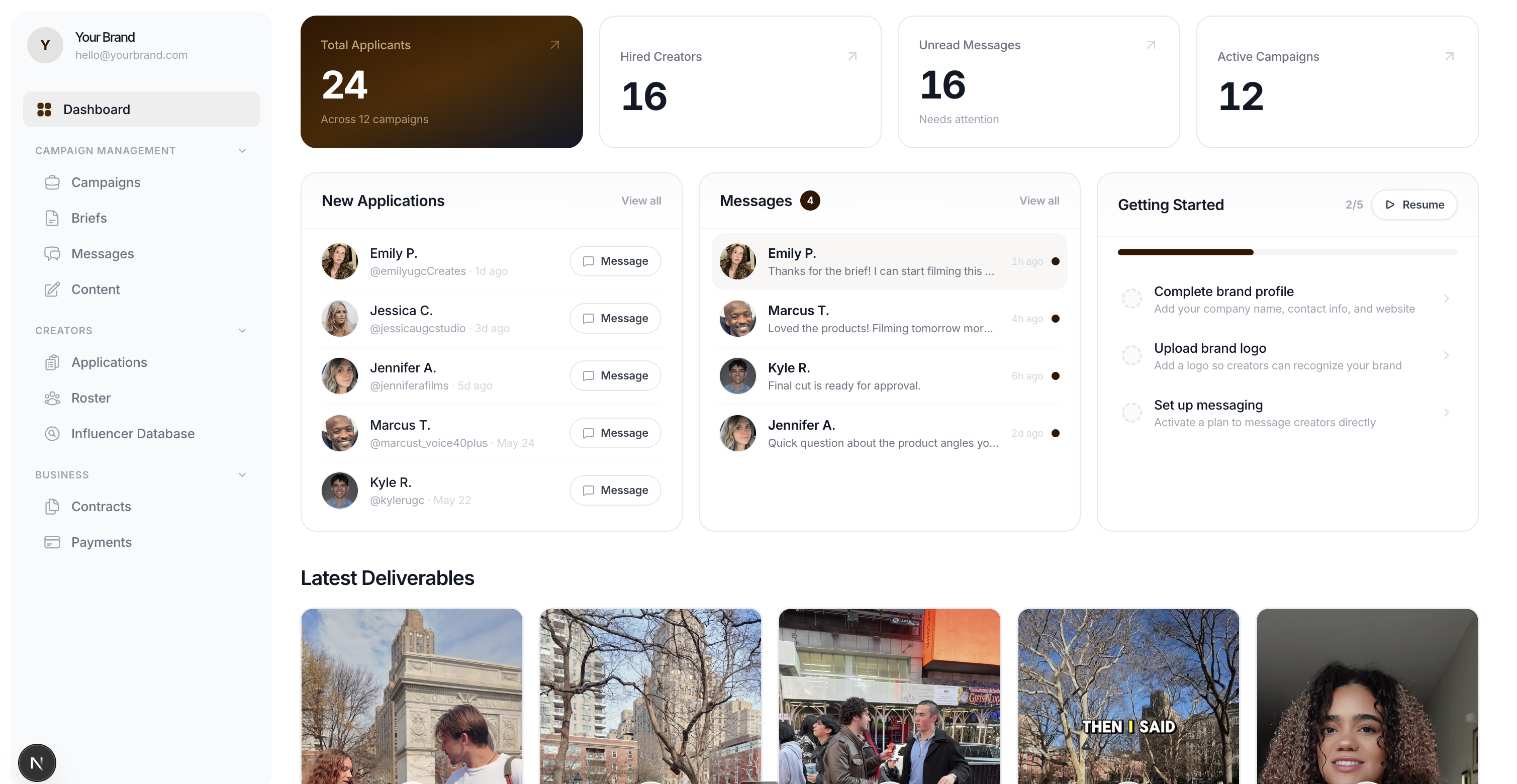 Brand portal dashboard