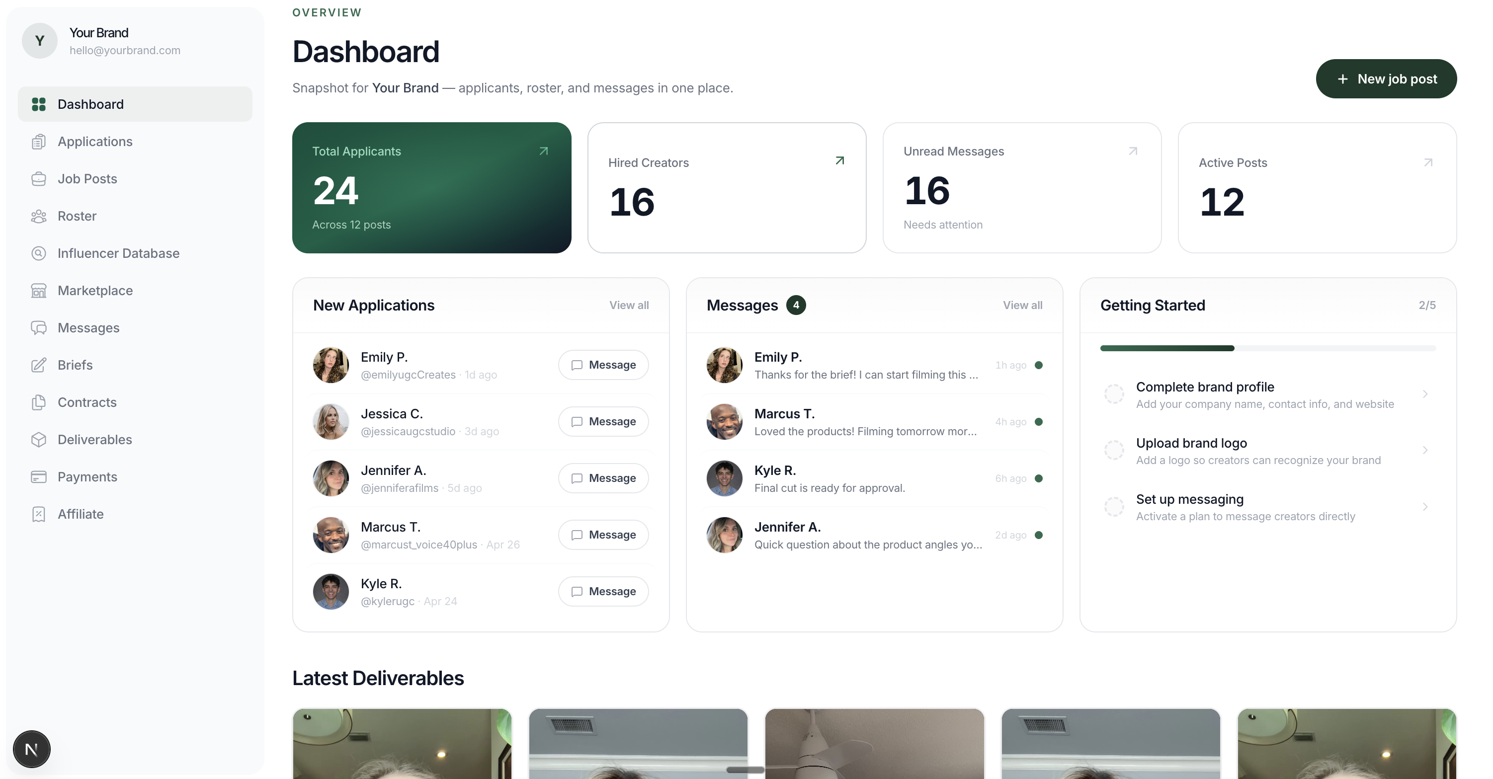 Brand portal dashboard